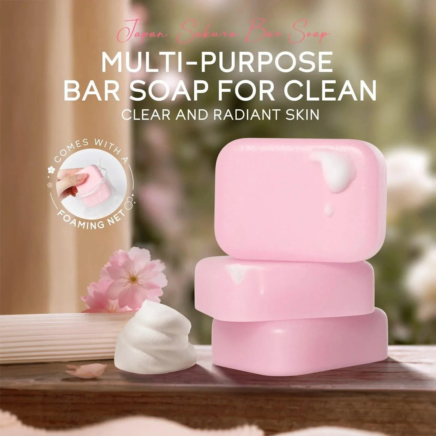 LAIKOU Sakura Facial  Body Whitening Soap Reduces Acne Dark Spot Deep Cleaning Cutin Brightening Skin 90g