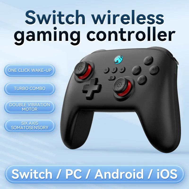 Wireless Gaming Controller for Switch/PC/Android/iOS Bluetooth 6-Axis Gamepad with Motor Vibration TURBO Wake-up Best Choice