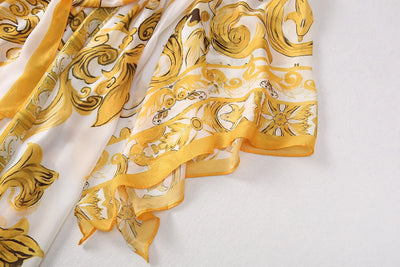 Fashion Designer Long Dress Women Elegant  V-Neck Long Sleeved Printed Belt Dresses Luxury Designer High Quality Female Clothing