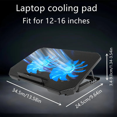 USB Gaming Laptop Cooling Pad with Adjustable Bracket - Blue Led Fan Display, Compatible with 11-17inch Laptop, Durable Structure Suitable for High Performance Games and Multiple Tasks, Notebook Cooler, Multi-Ask Accessories,