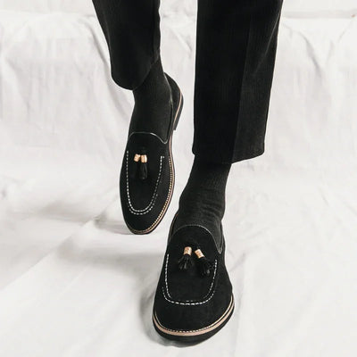 Luxury Designer Men Suede Tassels Blue Green Oxford Brogue Shoes Moccasins Wedding Prom Homecoming Party Footwear Zapatos Hombre