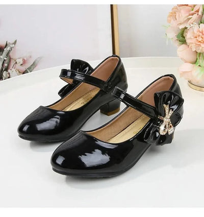 Children's Leather High Heels Shoes | Casual Soft Bottom Footwear Kids