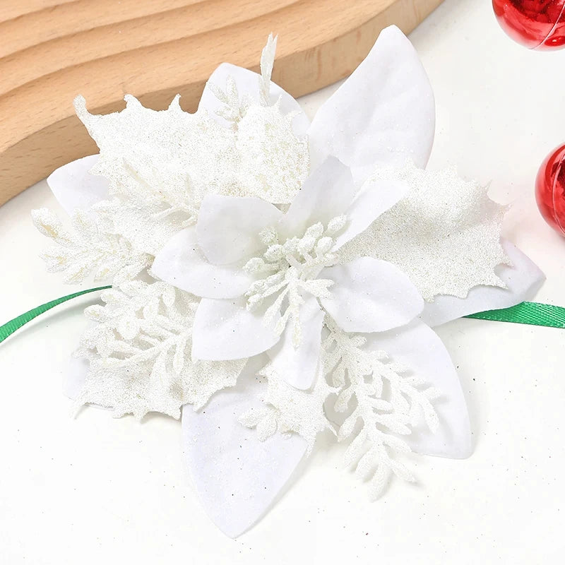 Merry Christmas Ornaments Christmas Tree Decorations for Home New Year Wedding Party Decor Artifical Flower Ornaments For New
