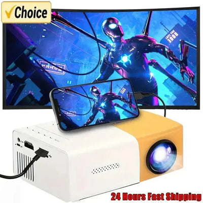 Mini portable YG300 projector, suitable for home theater, phone, compatible with USB and HDMI connections