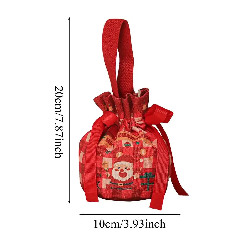 Christmas Gift Bag Candy Bags With Drawstrings Bow Cartoon Candy Packaging Box Party Supplies Linen Storage Bag Christmas decor