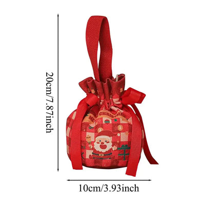 Christmas Gift Bag Candy Bags With Drawstrings Bow Cartoon Candy Packaging Box Party Supplies Linen Storage Bag Christmas decor