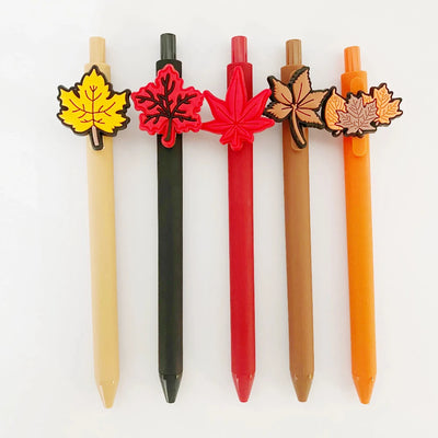 5Pcs Thanksgiving Leaf Pens Autumn Ballpoint Pens for Thanksgiving Harvest Office Classroom Activity Party Supplies