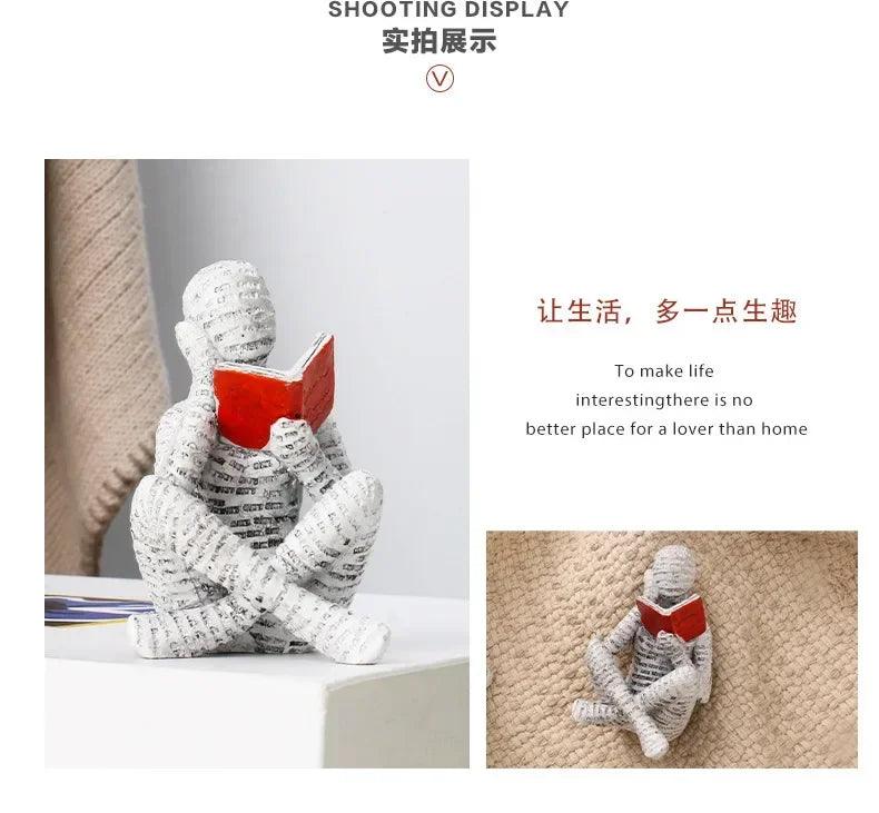 Resin abstract home decor figurines character designs fashionable bookshelf decorations living room office modern art