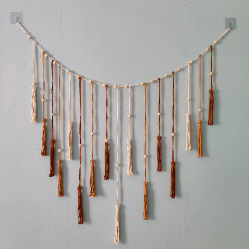 Boho home decoration macrame tapestry leaf feather wall hanging decor for living room bedroom art