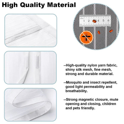 Magnetic Screen Door，Pet Friendly Walk Through Door Screen Magnetic Closure- Magnetic Screen Door Mesh Keeps Bugs Out-White