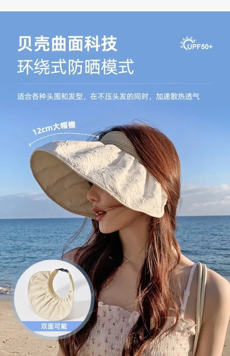 Sunscreen Hat Premium Women's Summer UV Protection Double-sided Shell Hat Sun Hat Empty Top Sun Hat Summer Eaves Hats for Women2