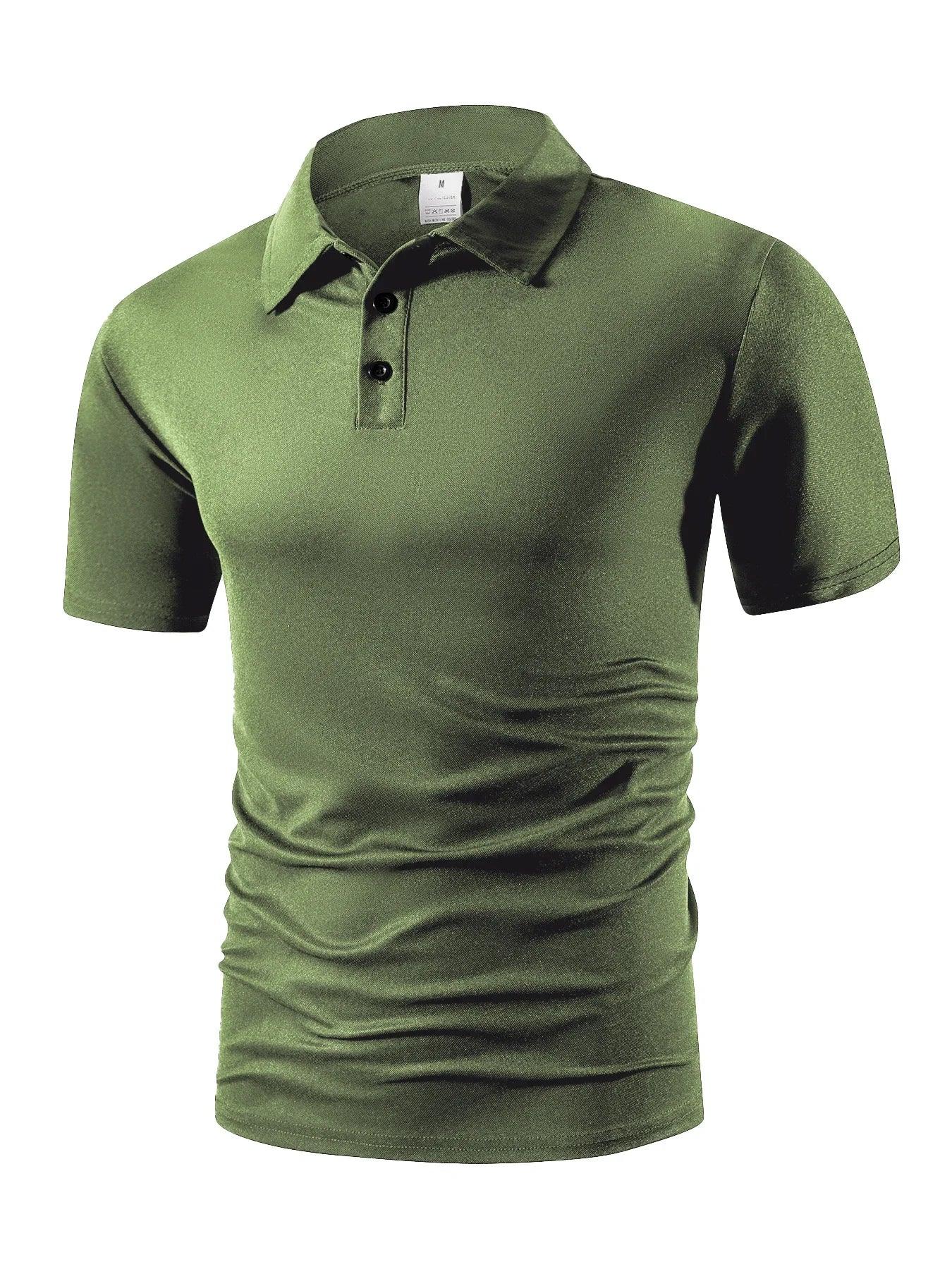 New Men's Short Sleeve Polo Shirts  Summer Trendy Breathable Loose Solid Color Slim Fit Casual T-shirt Basic Top Men Golf Shirts