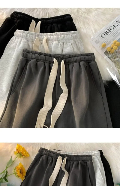Solid Color Wide-leg Pants for Men New in Summer 2025 Loose and Versatile Sporty Mid-length Shorts Trendy