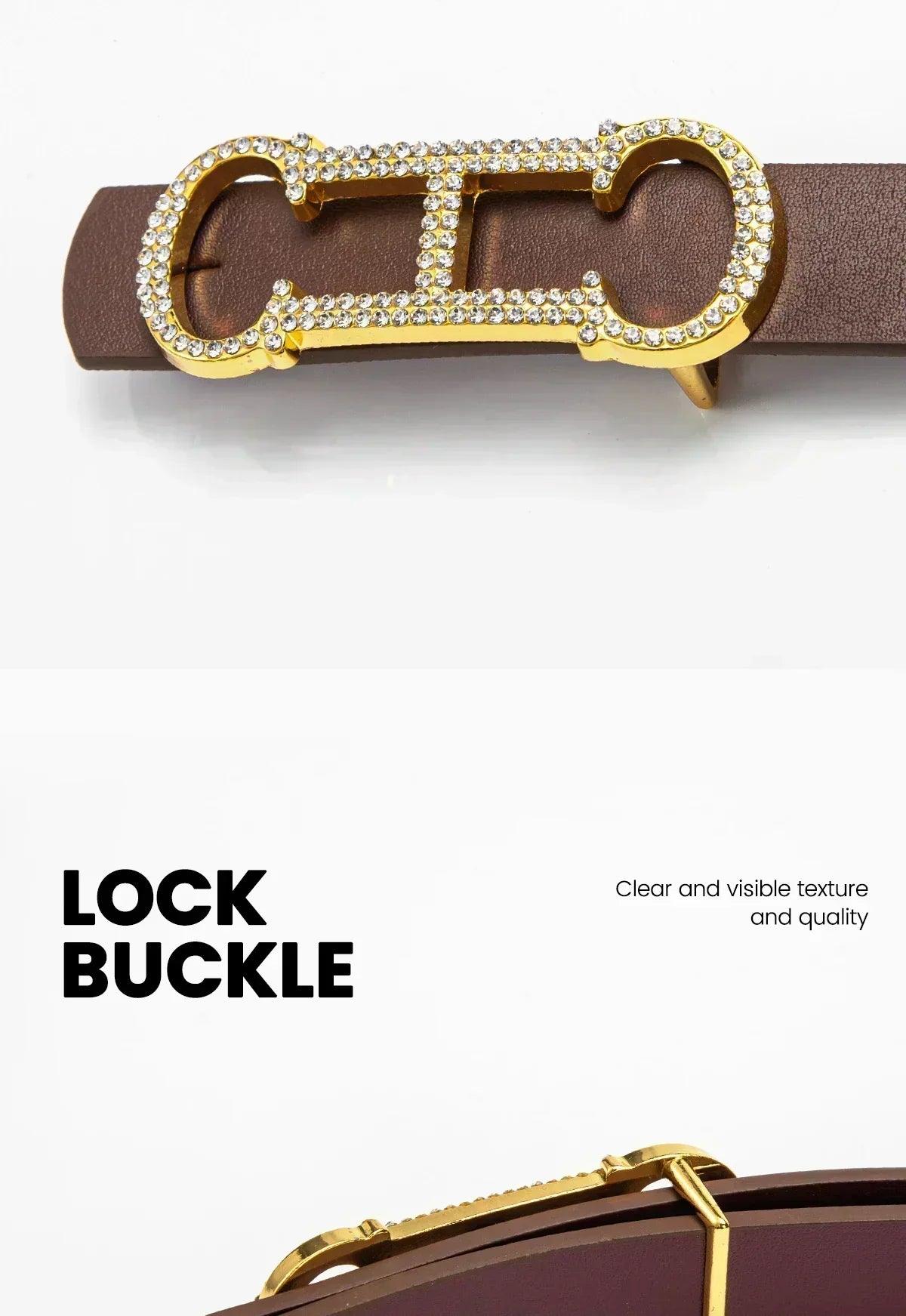 Women designer alloy buckle genuine leather |waist strap | female | jeans |trouser