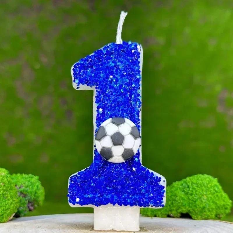 Blue football cake candle 0-9 number party decorative birthday decoration topper