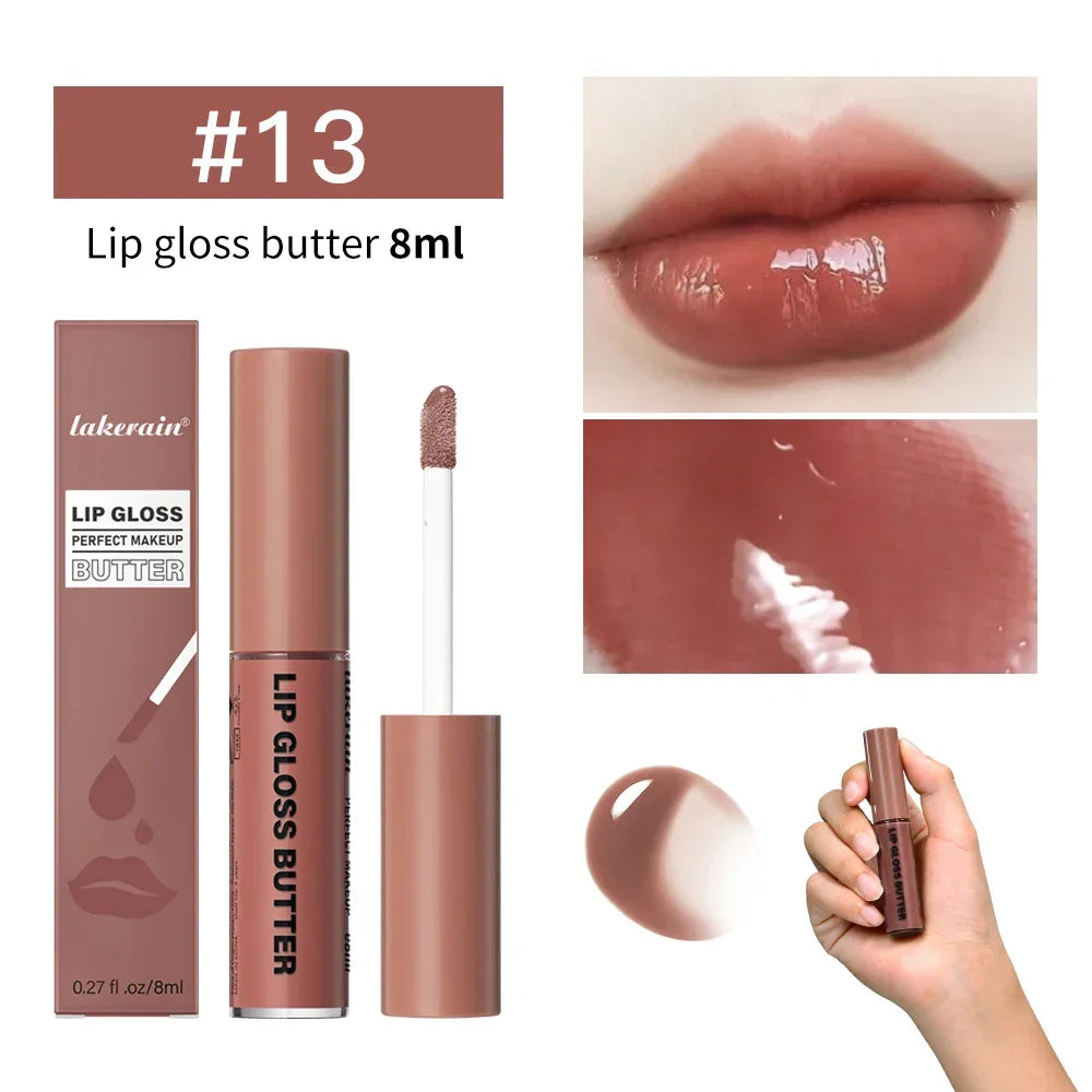 8ml Butter Non-stick Cup Gloss Lip Gloss Moisturizing Mirror Lip Gloss Lasting Color Lip glaze Dye Lip Liquid Makeup For Women