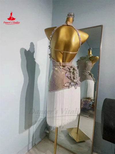 Latin Dance Dress for Women Customsized Senior AB Stones Rumba Chacha Tango Performance Professional Clothing Latin Dresses