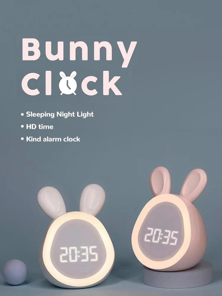 Kids Cute Rabbit Alarm Clock With Night Light Stepless Dimming Led Digital Alarm Clock For Boys Girls