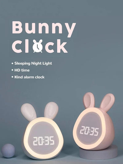 Kids Cute Rabbit Alarm Clock With Night Light Stepless Dimming Led Digital Alarm Clock For Boys Girls