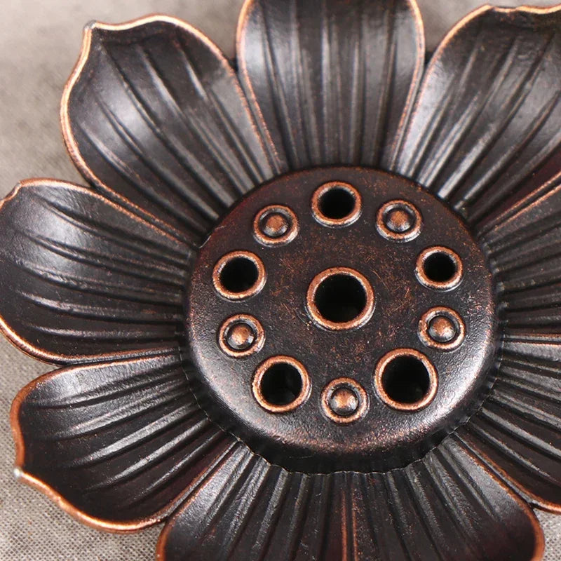 Buddhism Lotus Line Incense Holder Plate Alloy Incense Burner Temples Yoga Studios Home Decoration