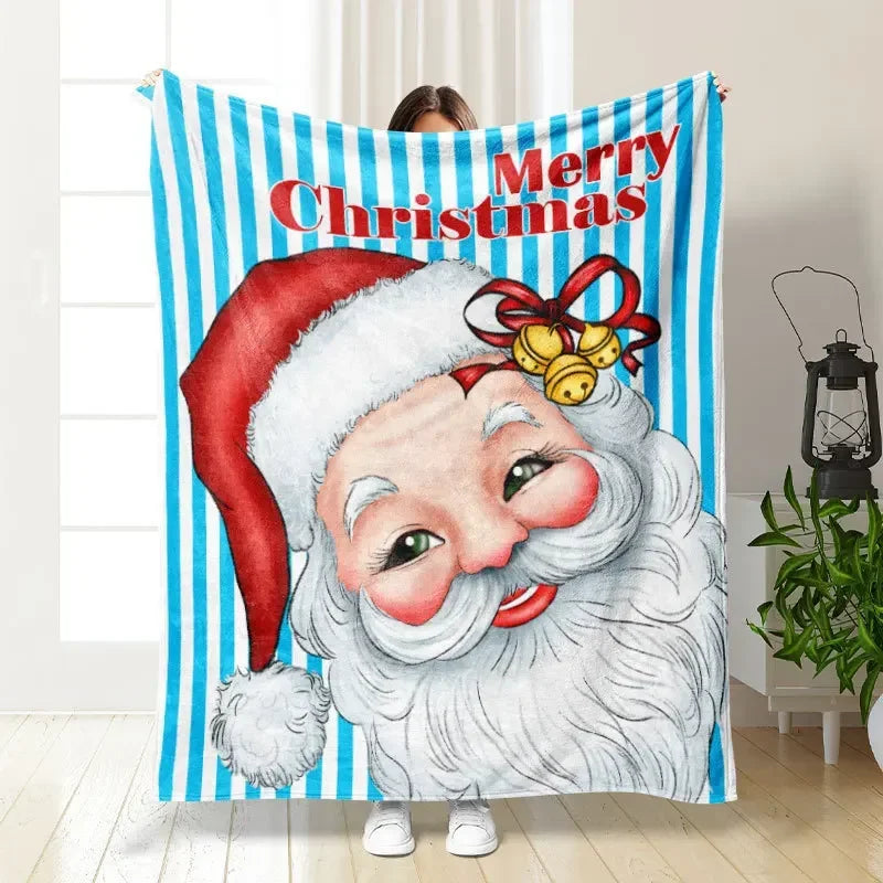 Merry Christmas Blankets Fleece Decoration Portable Ultra-Soft Throw Blanket for Home Car Plush Thin Quilt Blanket