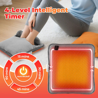 Electric Foot Heating Pad Soft Plush Foot Warmer Heater Household Foot Warming Mat  for Bed Office with 4 Heat Levels & 4 Timer