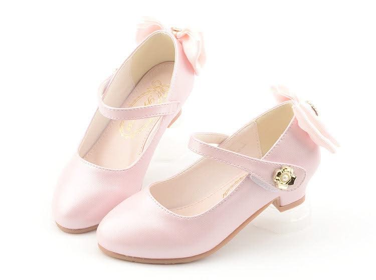Children Leather Bowknot High Heel Girls Shoes | Princess Shoes | Casual Shoes for Kids(27-38) | Party | Dance Performance | Fancy dress Sandals