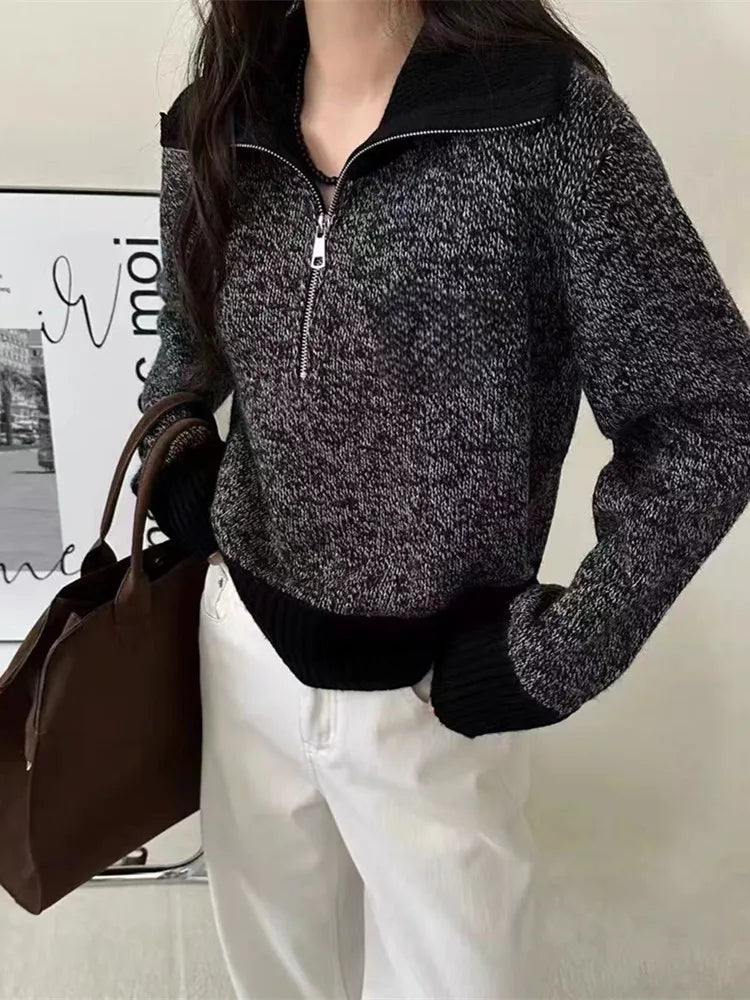 100% Wool Cashmere Sweater Women's Clothing Lapel Soft Luxury Thicken Pullover Autumn/Winter Flower Yarn Knit Jacket Tops Female