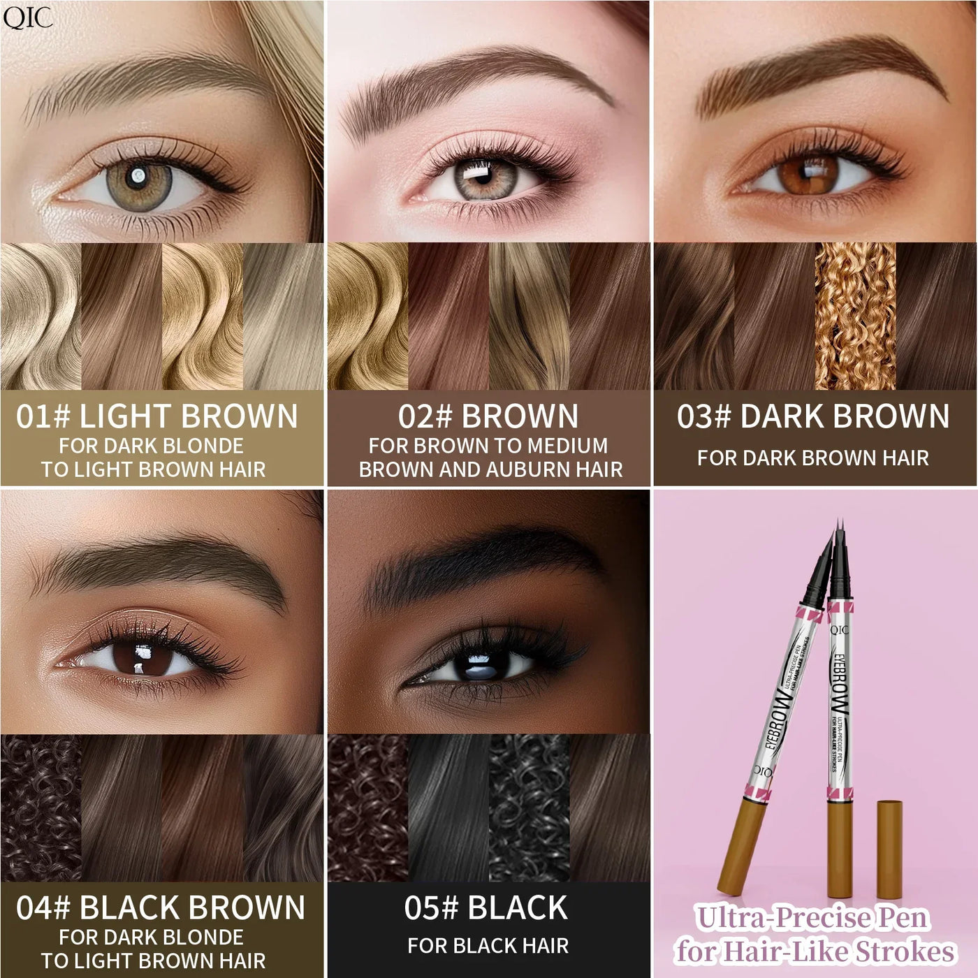 Two-Pronged Curved Eyebrow Pencil Waterproof Long-lasting natural Wild Brow Sleeper Silkworm Eyeliner