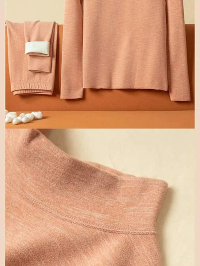 Thermal Underwear Sets for Women Mid-high Collar High Stretch Base Tops