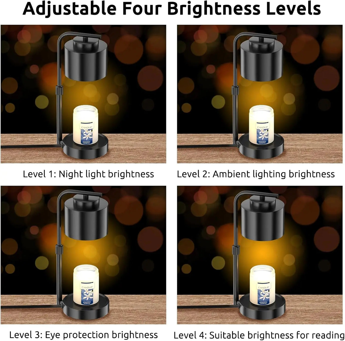 Candle Warmer Lamp with Timer, Dimmable Adjustable Height Wax Melt for Large 3 Wicks Scented Candles (Up to D-4 /H-5.5 inches)