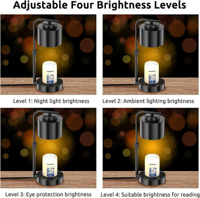Candle Warmer Lamp with Timer, Dimmable Adjustable Height Wax Melt for Large 3 Wicks Scented Candles (Up to D-4 /H-5.5 inches)