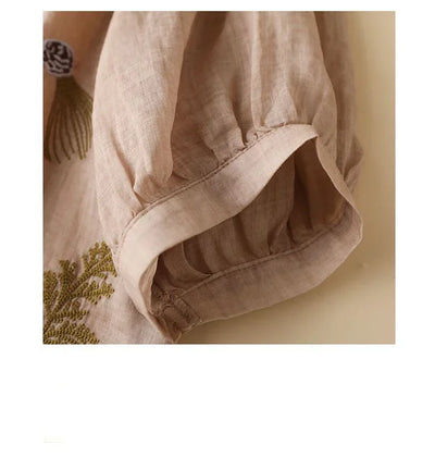 Seven Point Cotton Linen Top For Women