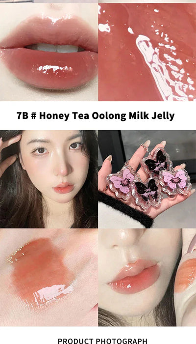 Butterfly Solid Lip Gloss Beauty Mirror Water Optical Gloss Gloss