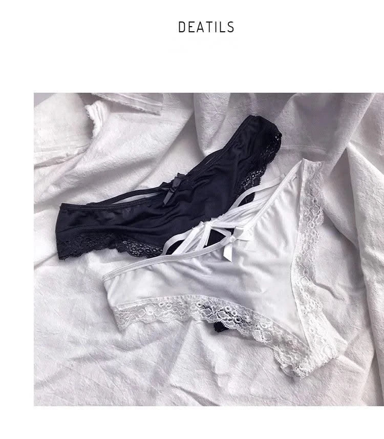 Thong women's underwear ice silk sexy lace cross belt light luxury low waist T pants sexy hollow temptation thong women