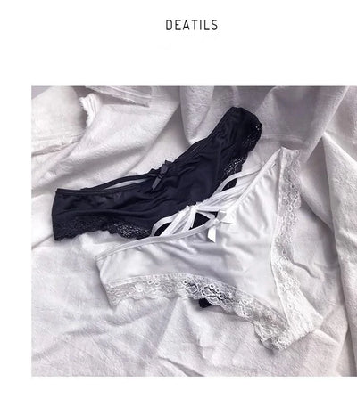 Thong women's underwear ice silk sexy lace cross belt light luxury low waist T pants sexy hollow temptation thong women