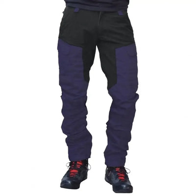 Men Outdoor Cargo Pants Multi Pockets Colorblock Men Button-zipper Fly Trousers Working Pants Reparing Mountaineering Pants