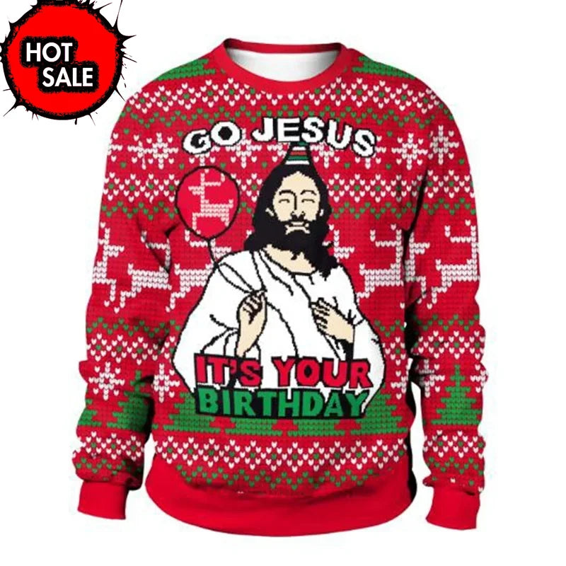 New Mens Christmas Jumper Sweatshirt Funny Humping Reindeer Climax Tacky Ugly Xmas Sweater Tops Couple Crew Neck Party Sweaters