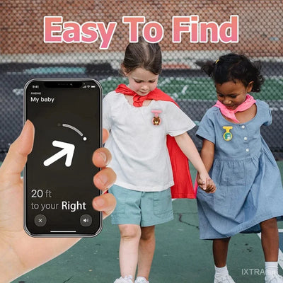 Silver AirTag holder case brooch for kids GPS tracking accessory