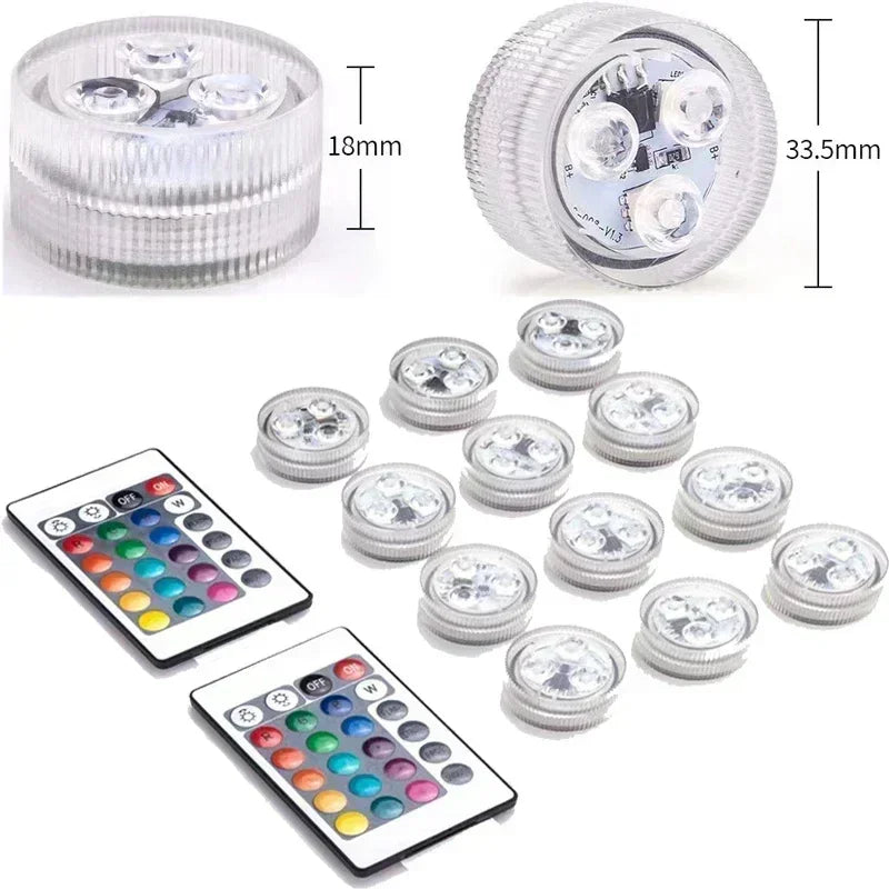 Submersible LED Lights, 8 Packs Upgraded Ponds Underwater 16 RGB Color Gradient, Hot Tub Decor, IP68 Waterproof