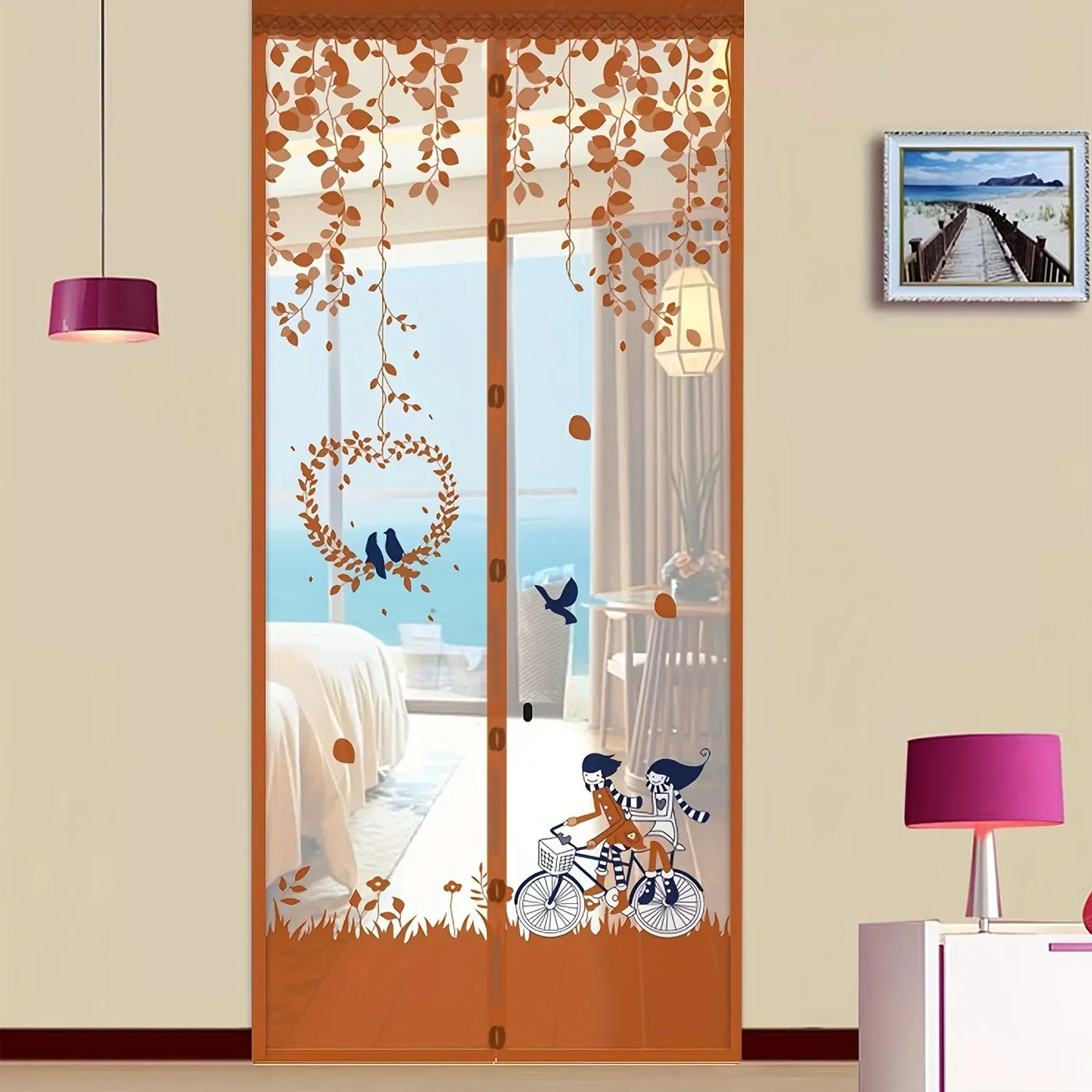 Magnetic Door Screen Curtain Automatic Closing Mosquito Insect Proof Net with Powerful Magnets Home Decor for Summer Ventilation