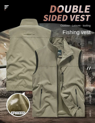 Summer Vest Men's Work Vest Large Size Golf Sleeveless Jacket Tactical windbreaker Hunting Camping Fishing waterproof Coat Parka