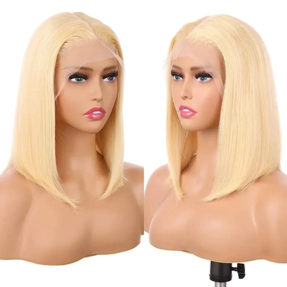 Short Cut 613 Blonde Bob Wigs Human Hair 13x4 Hd Lace Frontal Bone Straight Bob Wig 100% Human Hair 180% Density Pre Plucked