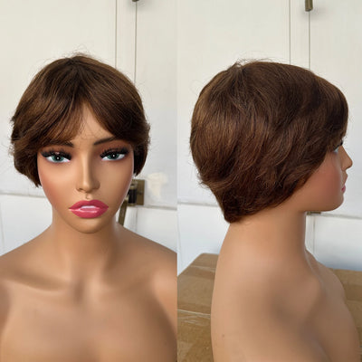 Short Human Hair Wigs Pixie Cut Straight perruque bresillienne for Black Women Full Machine Made Wigs With Bangs Cheap Wig