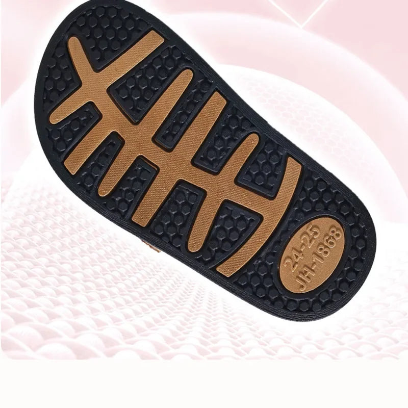 2025 Buckle Kids Summer Shoes PU Solid Beach Slippers For Girls Boys EVA Non Slip Soft Sole Fashion Children's Slippers