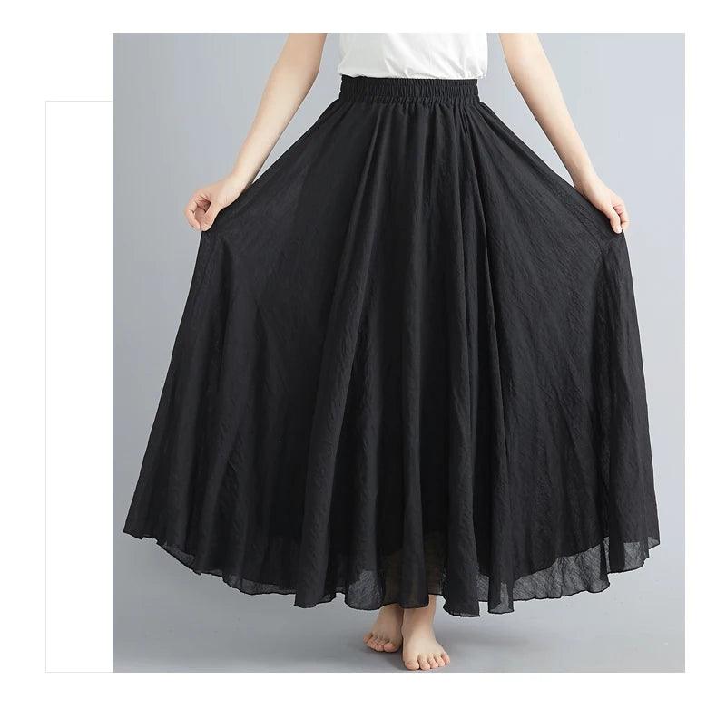 Fashion cotton linen clothes women skirts maxi y2k elegant beach saia ropa mujer casual vestido boho long skirt faldas