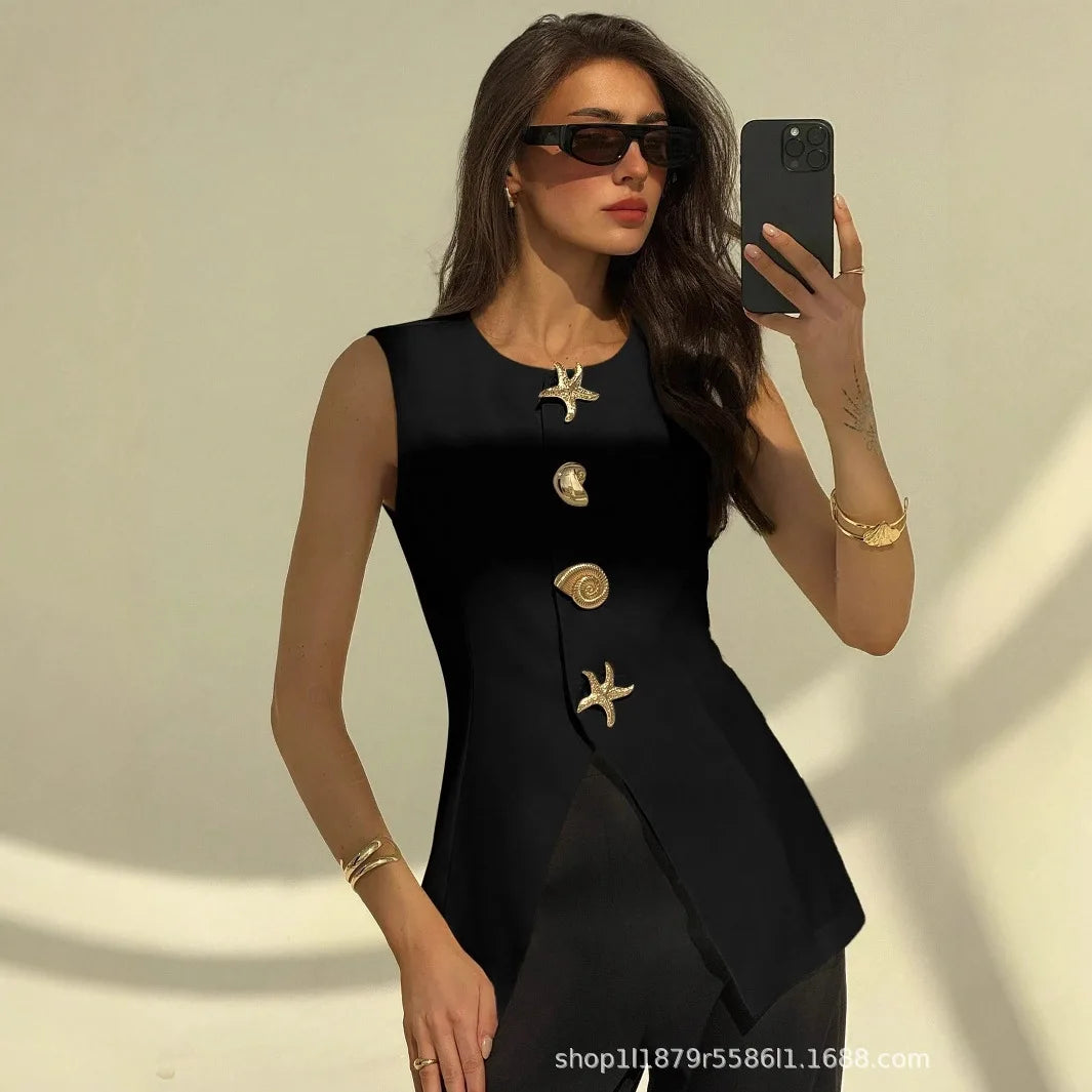 2025 Autumn Fashion Knitted Vests Top For Women Casual Single-Breasted Knitwear Cardigan Tanks Female Solid Sleeveless Sweaters