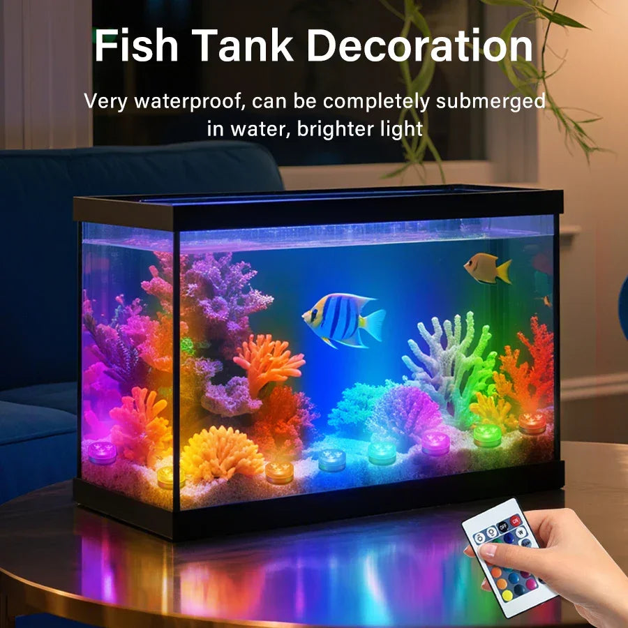 RGB LED Underwater Light With Remote Control Battery Powered 3LEDs Submersible Lamp Waterproof For Swimming Pool Garden Party
