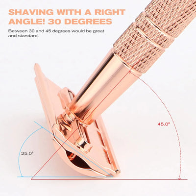Double Edge Safety Razor for Women, with 10 pcs Safety Razor Blades Single Blade Razor Reusable Travel Essentials Women Razor