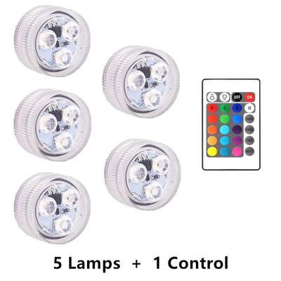 3LEDs Underwater RGB Submersible Lights with Battery Waterproof Swimming Pool Night Atmosphere Lamp Decor Wedding Party